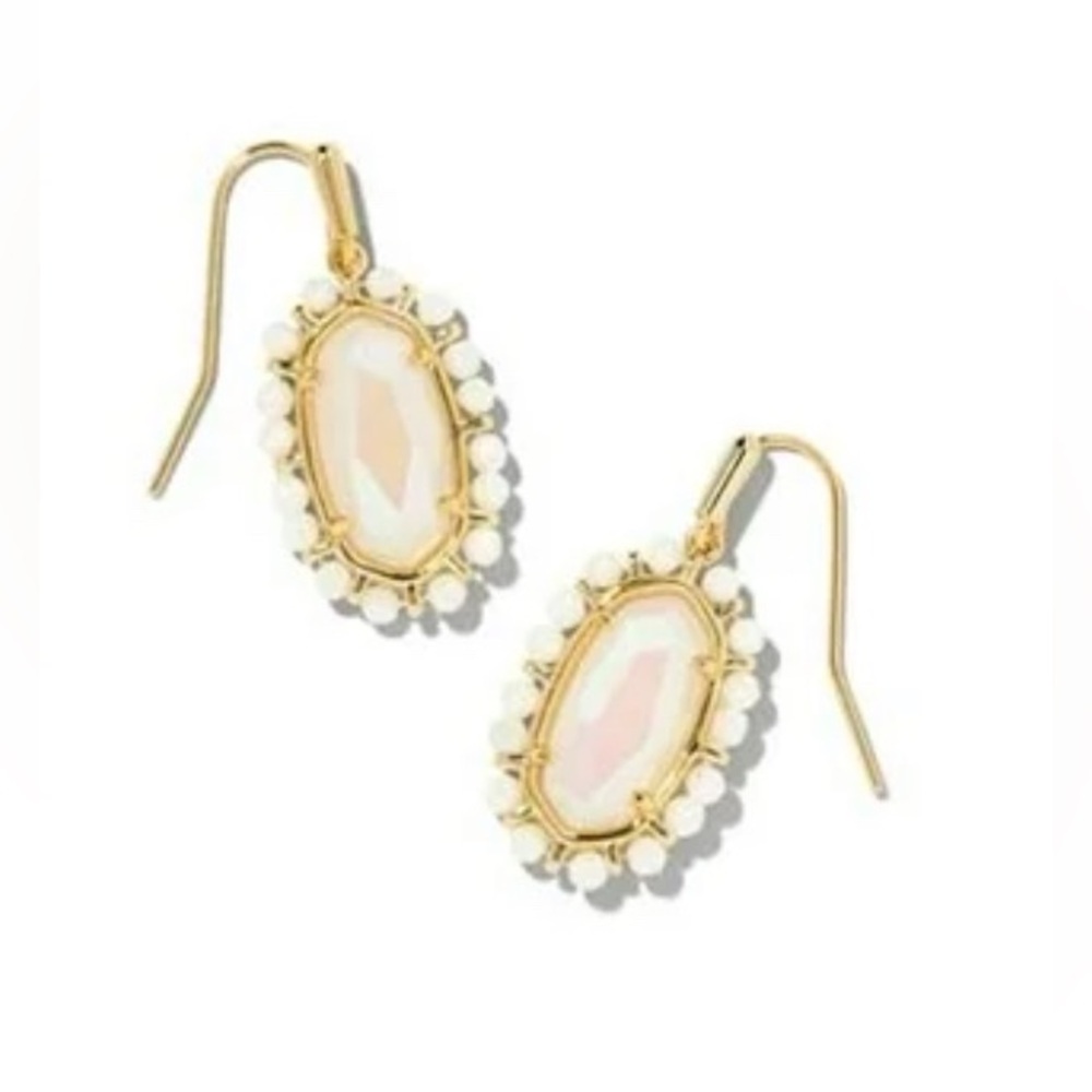 Lot of 2x EUC [Kendra Scott] Iridescent Frost Glass Lee Earrings/Elise Necklace - Picture 2 of 12